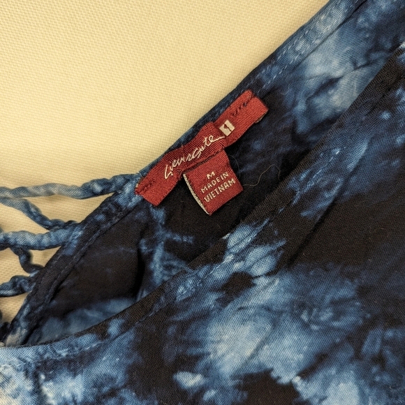 Sevengate Blue Tie Dye Shorts Romper Tie Waist Size Medium Pockets - Picture 5 of 11